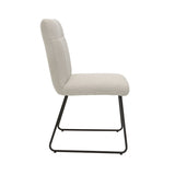 Modern Design Beige Fabric Upholstered Side Chairs 2pc Set, Tabular Black Finish Metal Legs Casual B011P199730