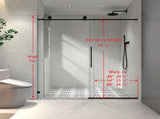 4876 Matte Black frameless one fixed and one shifted Shower Door, 70MM 304 SUS large pulleys with W2517P314409