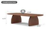 47.24" Oval Coffee Table with Solid Wood Veneered, Mid Century Modern Wooden Coffee Table, Walnut W2664P346449