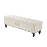 ZNTS 59" Bed Bench Ottoman with Storage Beige Fabric W1097124941