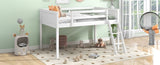 Twin Size Wood Low Loft Bed with Ladder, ladder can be placed on the left or right, White WF313084AAK
