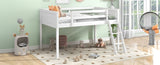 ZNTS Twin Size Wood Low Loft Bed with Ladder, ladder can be placed on the left or right, White 31471087