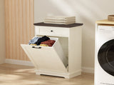 10 Gallon Tilt Out Trash Cabinet Freestanding Trash Bin Cabinet Wood Garbage Recycling Cabinet with 64350524