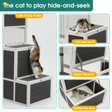 ZNTS 3-Tier Wooden Outdoor & Indoor Cat House Suitable for 1-3 Cats Cat Enclosure Resting Box with 4 W1850120016