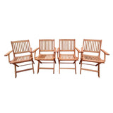Foldable Patio Dining Set, 4 Folding Chairs, Indoor and outdoor universal, Teak W495P190465