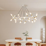White & Golden Modern Chandelier Light Fixture, Branch Design with Frosted Tubes, Black Cords, W1340P233170