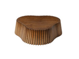 31.5" Scalloped Coffee Table, Fluted Wood Coffee Table with Wood Veneer Top and Solid Pine Slat W3158P537756