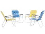 2pcs Steel Tube PP Webbing Bearing 120kg Folding Beach Chair Yellow & White 37452050