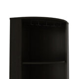 Syrah Corner Bar Cabinet, Eight Bottle Cubbies, Double Door, Two Open Shelves -Black B070P217879