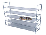 Simple Assembly 5 Tiers Non-woven Fabric Shoe Rack with Handle Gray 64754250
