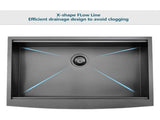 33" L X 22" W Farmhouse Kitchen Sink Matte Black Stainless Steel 33 in.Single Bowl Farmhouse Apron JYSG322MB