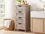 4-Drawer Density Board Triamine Veneer Bathroom Cabinet 11.82*11.82*32.29in Washed Grey 11651926