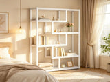 69 Inch Industrial Etagere Bookshelf, 5 Tier Bookcase with Staggered Shelves 57232579