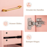 pink relief particle board tempered glass 141*50*112cm three doors and two drawers fanless nail 09679547