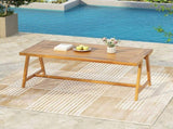 Modern Outdoor Dining Table, Acacia Wood Patio Table with Teak Finish - Weather-Resistant Garden, N770P358870T
