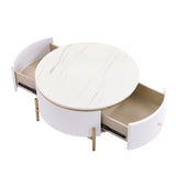Modern Round Coffee Table with 2 large Drawers Storage Accent Table N735P211280K