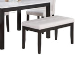 ZNTS Classic Stylish 5pc Dining Set Kitchen Dinette Faux Marble Top Table Bench and 3x Chairs White Faux B011P184982