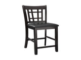 Classic Style Counter Height Chairs 2pc Dark Cherry Finish Faux Leather Upholstery Dining Furniture B01146337