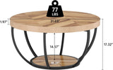 Round Coffee, 31.7" Circle Coffee for Living Room, Modern 2-Tier Wood Accent Center B082P356379