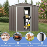 8ft x 4ft Outdoor Metal Storage Shed With window and metal foundation,Gray W54071037
