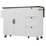 K&K 54.5" Farmhouse Kitchen Island with Power Outlet, Kitchen Storage Island with Internal Storage N707P170349W