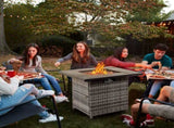 28-Inch Fire Table50000 BTU Gas Firepit with Volcanic Stone Black 53574282