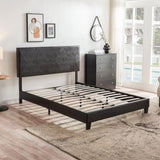 Queen Size Upholstered Platform Bed Frame ,Wood Slat Support, Easy Assembly,Black, pu W311110544