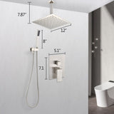 ZNTS Ceiling Mounted Shower System Combo Set with Handheld and 12"Shower head TH6006-12NS