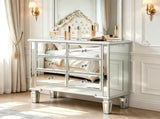 () 6-Drawer Mirrored Chest MDF 26.4*12*28in Silver 37459080