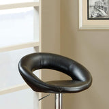 Black Faux Leather Stool Adjustable Height Chairs Set of 2 Chair Swivel Design Chrome Base PVC B01149814