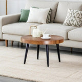 Natural Wood Grain Texture Round Coffee Table - Diameter 23.6 Inches.Exquisite Suction Molding W2920P226078
