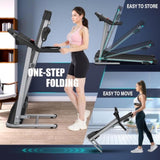 Compact Folding Treadmill for Home - 2.5HP Quiet Brushless Motor, 3-Level Incline, 7.5 MPH, Shock 77102736