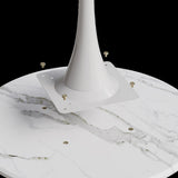 31.4 "round table, medieval white marble patterned tulip table, 2-3 person metal base W1727P229041
