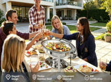 2pcs Stainless Steel Glass 6L Viewable Disassembly Buffet Stove, Oval Shape, Silver 81833216