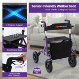 Outdoor Rolling Rollator Walker 9.5" All-Terrain Wheels, 6-Level Adjustable , Foldable, 22927300