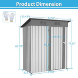 ZNTS 5 X 3 Ft Outdoor Storage Shed, Galvanized Metal Garden Shed With Lockable Doors, Tool Storage Shed W1212110294