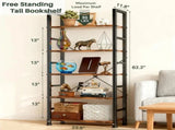 5-Tier Bookshelf 62"x24" Industrial Storage Shelf Free Standing Bookcase Metal Frame Bookcase with 82334729