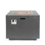 33" Outdoor Iron Square Propane Fire Pit, Tank Inside, Brushed Brown - 50,000 BTU 62837.00BRN-50K