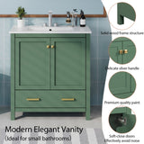 30 Inch Green Bathroom Vanity with Single Sink, Combination Under Counter Sink, Bathroom Storage N729P170521F