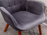 ZNTS Leiria Contemporary Silky Velvet Tufted Accent Chair with Ottoman, Gray T2574P164273