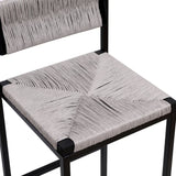 Gray Set of 2 Hand Weave Bars with Back Counter Height Bar Chairs Paper Rope Woven Dining W1757138690