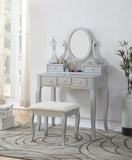 Ashley Wood Make-Up Vanity Table and Stool Set, Silver T2574P265587