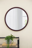 20" x 20" Circle Wall Mirror with Wooden Frame and Walnut Finish,Wall Mirror for Living Dining W2078124339