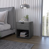 FM FURNITURE Elliott Nightstand with Elegant Drawer and Open Shelf, Ligth Gray B128P321065