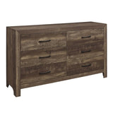 ZNTS Rustic Brown Finish 1pc Dresser Black Handles Wooden Funiture Rustic Style B011134415