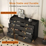 8 Drawer Double Dresser for Bedroom with LED, Modern Dressers Chest of Drawers with Fluted Panel, W1321P201215