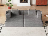 72.4 inch convertible sofa bed, corduroy fabric sofa with two side storage pockets and two cushions, W3505P355571