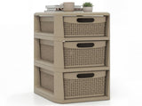 3-Drawer PP Storage Organizer Wicker Look Narrow Cabinet for Home & Office 70302972