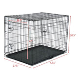 42" Pet Kennel Cat Dog Folding Steel Crate Animal Playpen Wire Metal 14942781