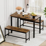 ZNTS Dining Table Set, Bar Table with 2 Dining Benches, Table Counter with Chairs, Industrial for W1668P143137